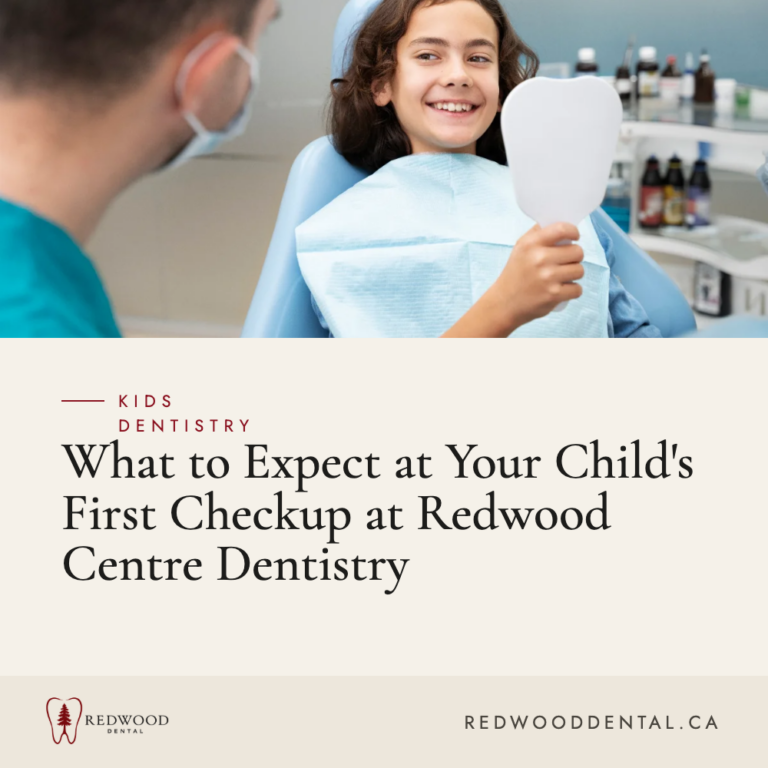 A young child sitting in a dental chair during a checkup with a parent nearby