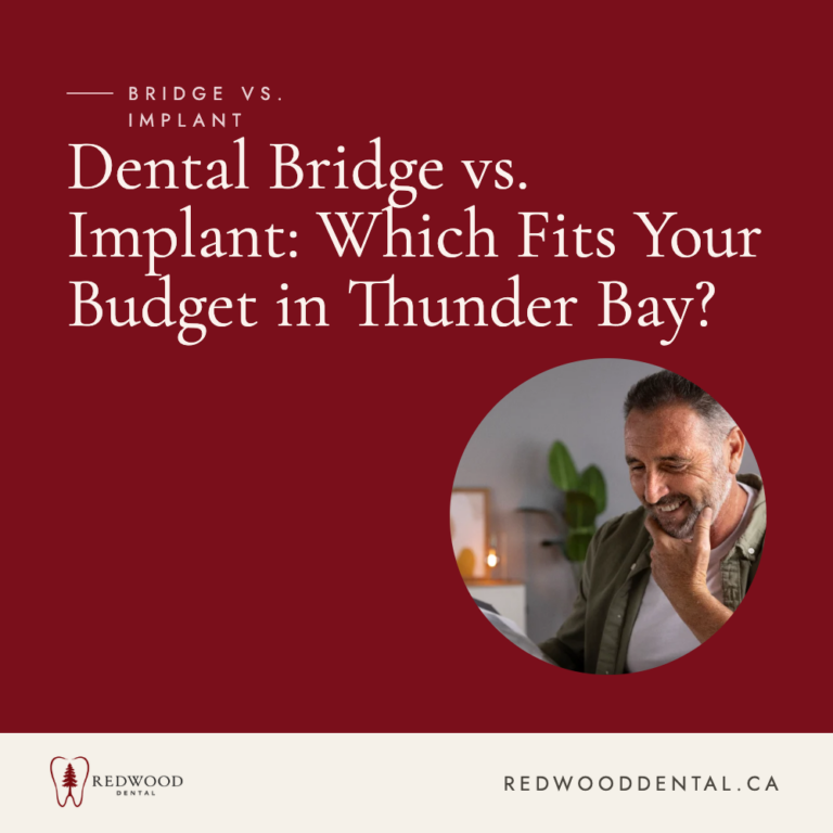 Illustration comparing a dental bridge and a dental implant